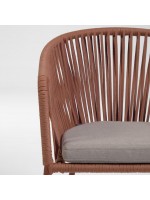 EZIO chaise au choix avec accoudoirs en corde polyester et structure en acier galvanisé et coussin d'assise