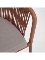 EZIO Silla con reposabrazos en cuerda de poliéster y estructura de acero galvanizado y cojín de asiento