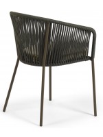 EZIO scelta colore sedia con braccioli in corda in poliestere e struttura in acciaio zincato e cuscino seduta