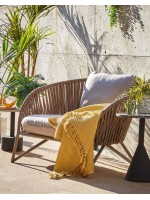 BOLER armchair in rope and metal with cushions included for indoor and outdoor garden terraces