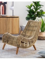 TAKI natürliche Rattan mit soliden Holzfüße Sessel
