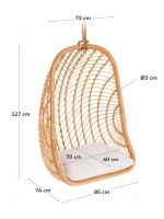 BURKLY Hängesessel aus gewebtem Rattan mit Kissen