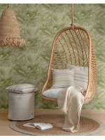 BURKLY suspended armchair in woven rattan with cushion