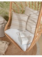 BURKLY suspended armchair in woven rattan with cushion