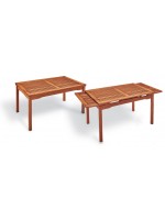 ALICUDI 120x70 oder 200x110 ausziehbarer Keruing-Holztisch für den Außenbereich