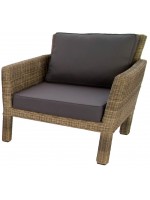 BALUAN fauteuil en osier synthétique avec coussins inclus pour l'extérieur le jardin et les terrasses ou à l'intérieur