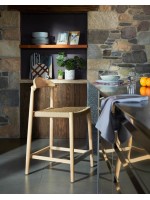 ASAI 62 or 77 cm high stool in solid eucalyptus wood and rope seat for outdoor or indoor stackable