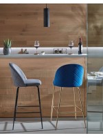 TODAY in gray velvet stool structure black metal home kitchen bar design furniture