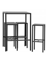 ELFO high table set and 4 stools in dove gray or anthracite or white metal for outdoor garden hotel chalet bar