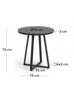 PORTALE mesa diam 70 cm en diseño de acero galvanizado para exterior e interior