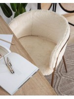MEST in pelliccia panna sedia con braccioli gambe in metallo rame design casa poltroncina