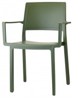 KATE technopolymer chair with armrests color choice stackable for interior or exterior