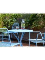 LEO Farbwahl in lackiertem rundem Tisch aus verzinktem Stahl Durchmesser 60 cm für den Außenbereich