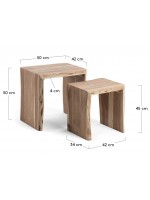 DOUBLE set of 2 removable solid wood acacia design home tables