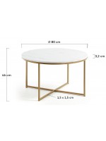 FIELD diam 80 in gold metal and white marble table top