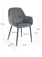 GIOVI padded chair with armrests and metal legs design home armchair
