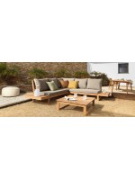 GOLDFINGER angolare e tavolino con struttura in legno massello e cuscini in tessuto per esterno terrazzo giardino