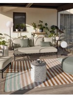 DENVER Sofá 3 plazas en acero negro con cojines para terraza jardín exterior