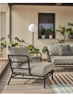 DENVER black steel armchair with cushions for outdoor garden terraces