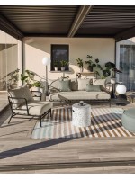 DENVER Canapé 3 places en acier noir avec coussins pour terrasses de jardin en plein air