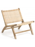 CAPRAIA armchair in solid teak wood and woven rattan for indoors or outdoors