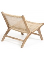 CAPRAIA armchair in solid teak wood and woven rattan for indoors or outdoors