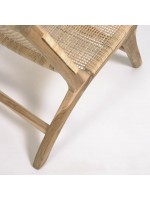 CAPRAIA armchair in solid teak wood and woven rattan for indoors or outdoors