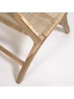 CAPRAIA fauteuil en bois de teck massif et rotin tressé pour intérieur ou extérieur