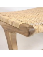 CAPRAIA armchair in solid teak wood and woven rattan for indoors or outdoors