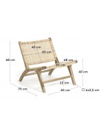 CAPRAIA armchair in solid teak wood and woven rattan for indoors or outdoors