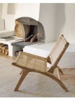 CAPRAIA fauteuil en bois de teck massif et rotin tressé pour intérieur ou extérieur