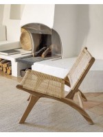 CAPRAIA poltrona in legno massello di teak e rattan intrecciato per interno o esterno