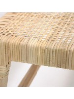 CAPRAIA bench 120 cm in solid teak wood and woven rattan for indoor or outdoor use