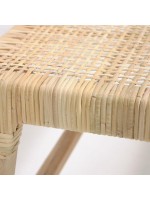 CAPRAIA panca 120 cm in legno massello di teak e rattan intrecciato per interno o esterno