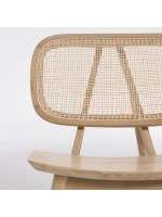 AMELIA fauteuil en bois de teck massif et rotin tressé pour intérieur ou extérieur
