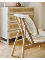 AMELIA fauteuil en bois de teck massif et rotin tressé pour intérieur ou extérieur