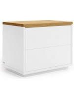 AYAGO 53x36 oak veneer and white lacquered bedside table with 2 drawers