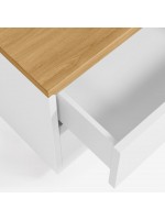 AYAGO 53x36 oak veneer and white lacquered bedside table with 2 drawers