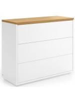 AYAGO chest of drawers 90x36 oak veneer and white lacquered with 3 drawers