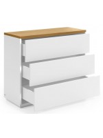 AYAGO chest of drawers 90x36 oak veneer and white lacquered with 3 drawers