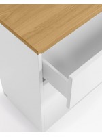 AYAGO commode 90x36 plaqué chêne et laqué blanc avec 3 tiroirs