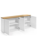 AYAGO 180x36 Sideboard aus Eichenfurnier und weißem Lack