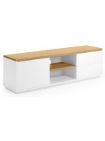 AYAGO 150x36 TV-Schrank aus Eichenfurnier und weißem Lack