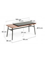 ROVE 100x40 metal and walnut bench with eco-leather cushion