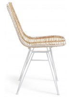 ASAI white or black chair with metal and rattan structure for home or garden design
