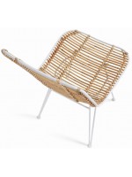 ASAI weißer oder schwarzer Stuhl mit Metall und Rattanstruktur für Haus oder Gartengestaltung