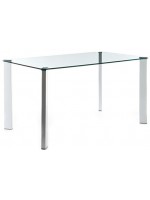 ALABAMA 140 feste Glastisch mit Beinen aus Metall weiß lackiert