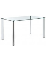 ALABAMA 140 fixed glass table with metal legs painted white