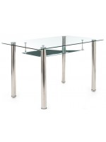 LINET el escritorio de cristal de 120 x 70 con plataforma y base de metal cromado