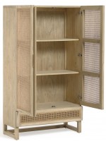 IVROSE armadietto mobile credenza in legno massello e rattan design rustico coloniale